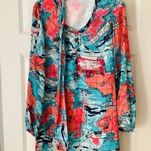 Lilly Pulitzer Multicolor Map Print Dress